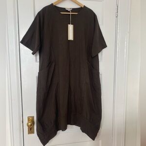 Linen Lagenlook chocolate brown dress